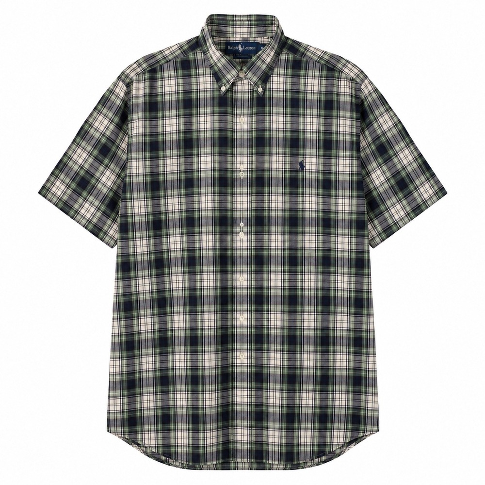 Ralph Lauren Shirt Mens XL Madras Plaid Casual Button Up Short Sleeve Cotton
